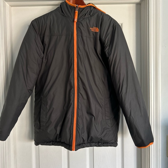 The North Face Boys Grey Puffer with Orange Trim Reversible